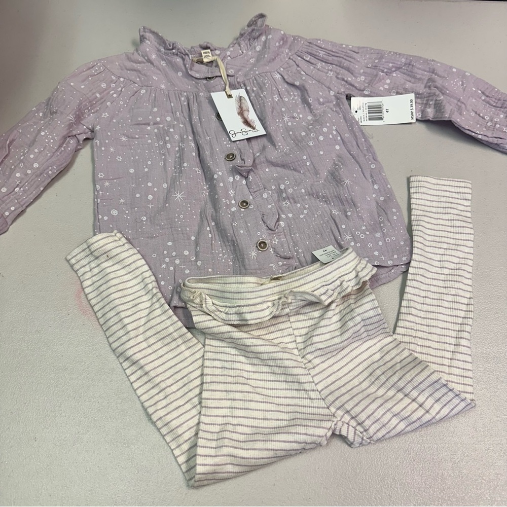 Jessica‎ Simpson | Purple and Cream Kids Matching Set